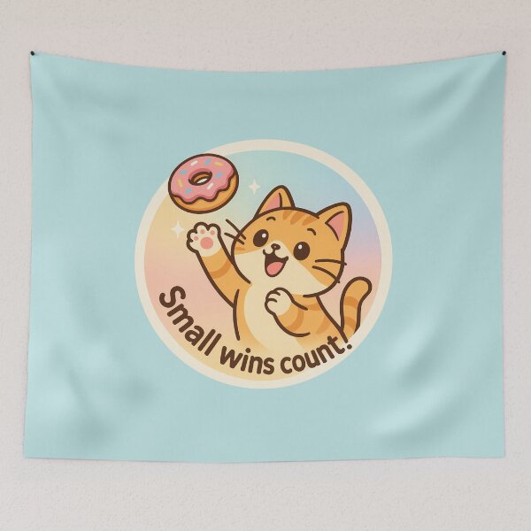 Item preview, Small Wins Count Cat Sticker designed and sold by Yuliya Brush.