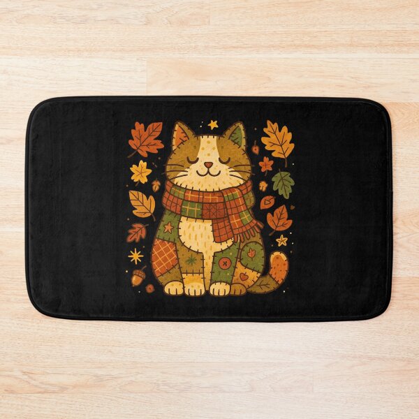Item preview, Cozy Patchwork Autumn Cat Fall Design designed and sold by JerdbordinShop.