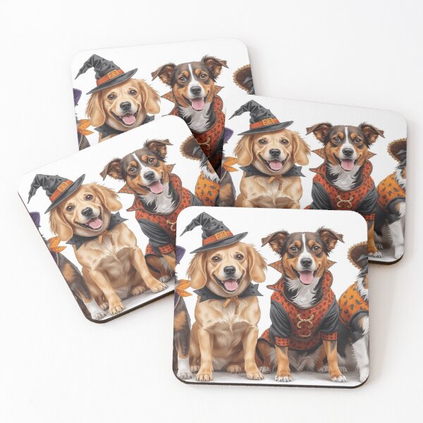 Item preview, Cute Dogs in Halloween Costumes with Pumpkins and Witch Hat designed and sold by KikaDP.