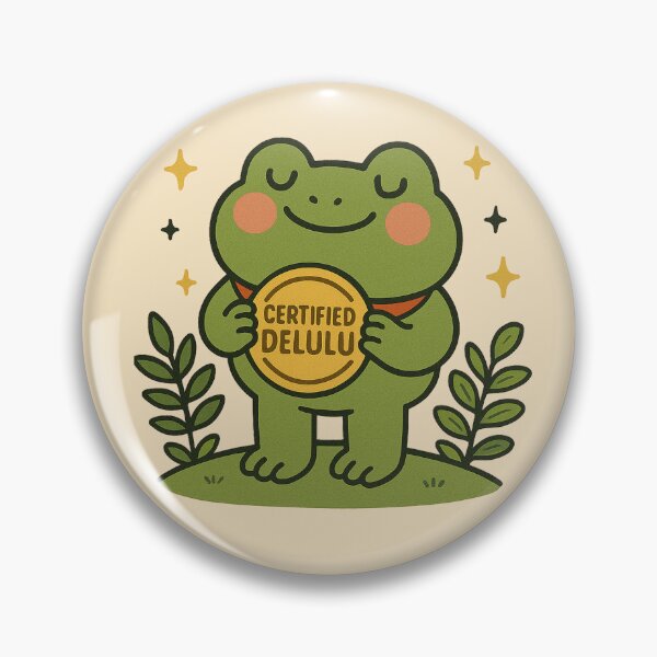 Item preview, Certified Delulu Frog Meme, Cute Kawaii Frog Illustration designed and sold by Florarts.