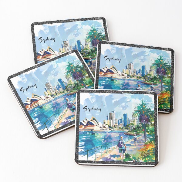 Artikelvorschau, Sydney Skyline Illustration – Opernhaus & Hafen Stadtbildkunst entworfen und verkauft von DesignArtist.ia.