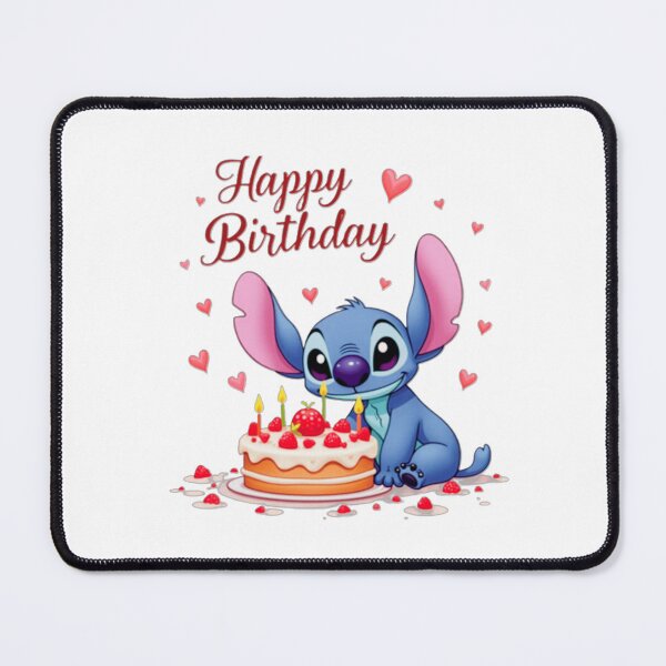 Item preview,  Happy birthday , cute stitch with birthday cake and hearts designed and sold by nicnacc.