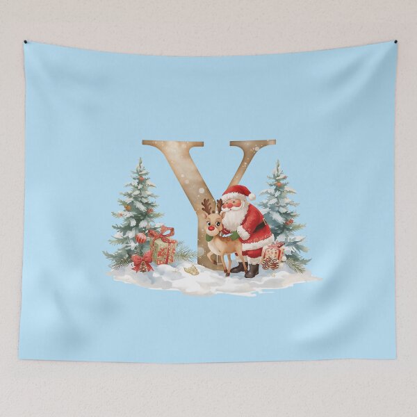 Item preview, Copy of Christmas Monogram Y – Santa and Reindeer Festive Holiday Alphabet Design designed and sold by AmenAlways.