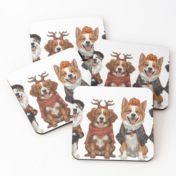 Item preview, Dogs in Halloween Costumes with Pumpkins and Spiderwebs designed and sold by KikaDP.