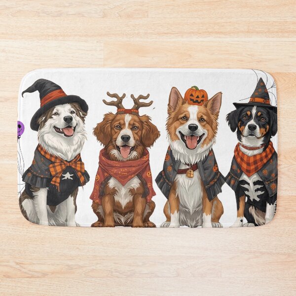 Item preview, Dogs in Halloween Costumes with Pumpkins and Spiderwebs designed and sold by KikaDP.