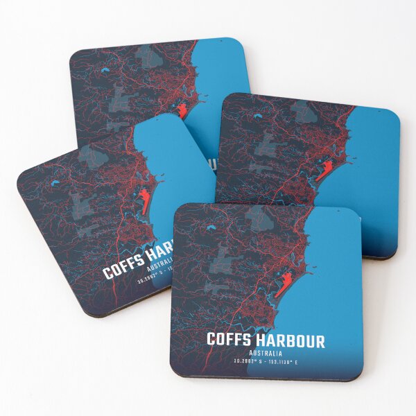 Item preview, Coffs Harbour Red & Blue Minimalist Map designed and sold by HomeLivingCo.