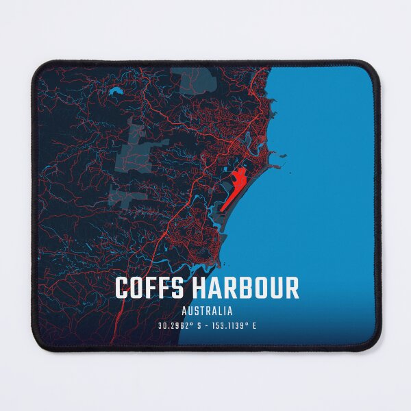 Item preview, Coffs Harbour Red & Blue Minimalist Map designed and sold by HomeLivingCo.