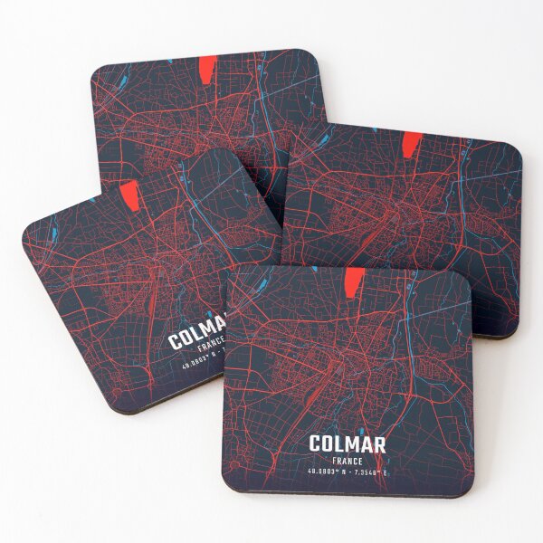 Item preview, Colmar Red & Blue Minimalist Map designed and sold by HomeLivingCo.