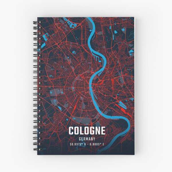 Item preview, Cologne Red & Blue Minimalist Map designed and sold by HomeLivingCo.