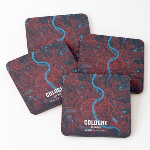 Item preview, Cologne Red & Blue Minimalist Map designed and sold by HomeLivingCo.