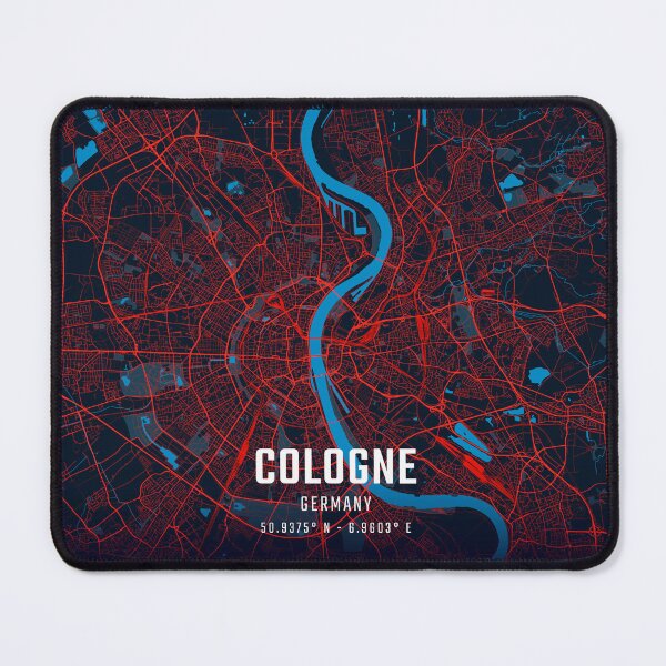 Item preview, Cologne Red & Blue Minimalist Map designed and sold by HomeLivingCo.