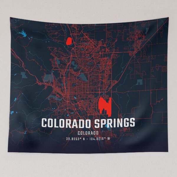 Item preview, Colorado Springs Red & Blue Minimalist Map designed and sold by HomeLivingCo.