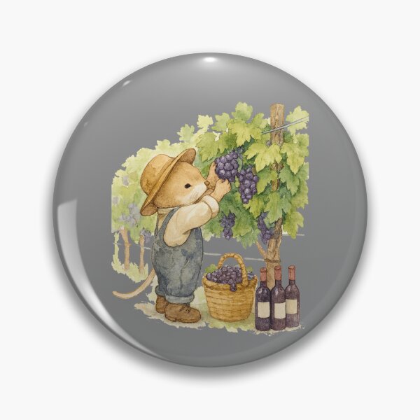 Item preview, Cute Dormouse harvesting grapes watercolor illustration designed and sold by BigBlueArt.