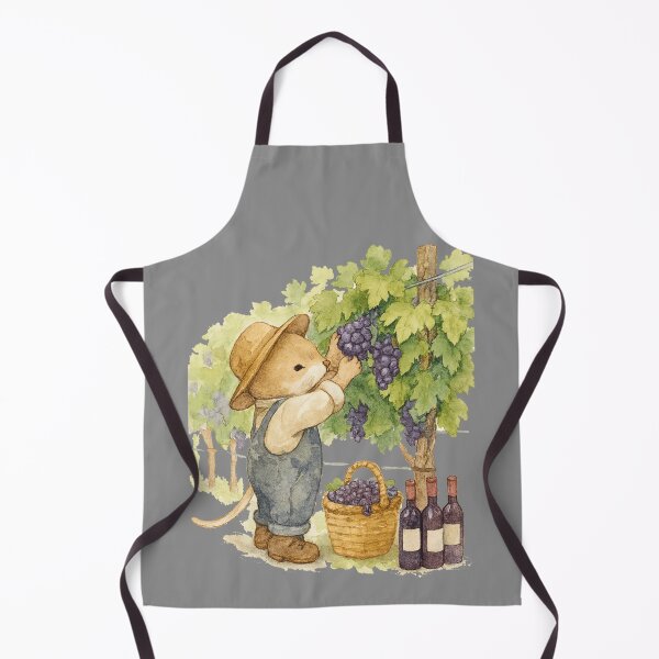 Item preview, Cute Dormouse harvesting grapes watercolor illustration designed and sold by BigBlueArt.