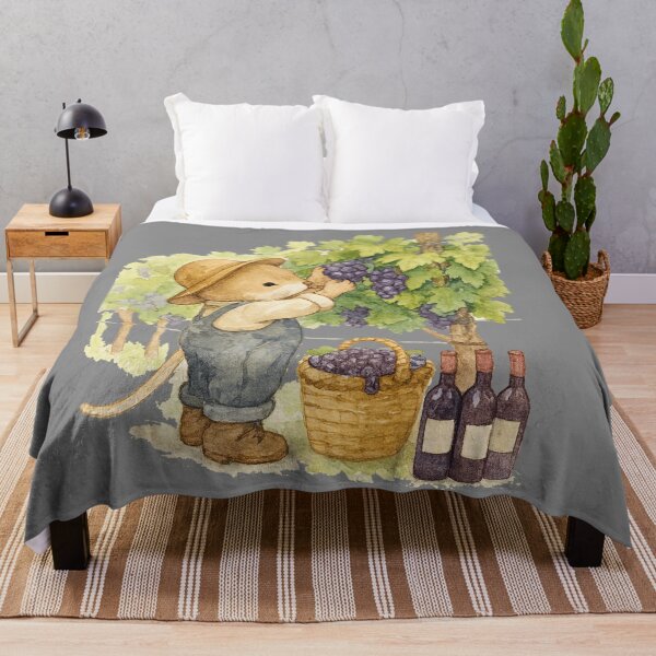 Item preview, Cute Dormouse harvesting grapes watercolor illustration designed and sold by BigBlueArt.