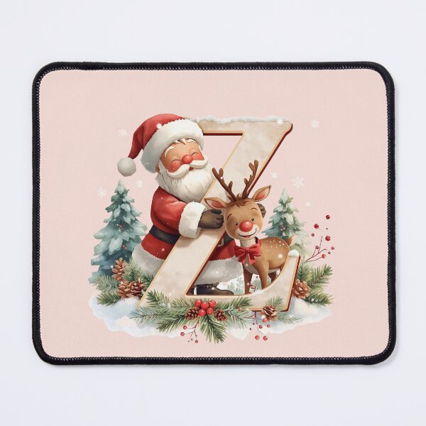 Item preview, Christmas Monogram Z – Santa and Reindeer Festive Holiday Alphabet Design designed and sold by AmenAlways.