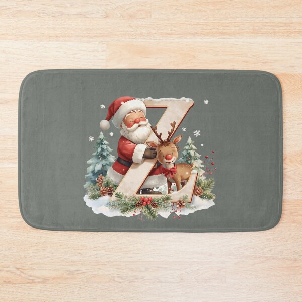 Item preview, Christmas Monogram Z – Santa and Reindeer Festive Holiday Alphabet Design designed and sold by AmenAlways.
