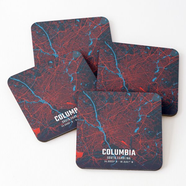 Item preview, Columbia SC Red & Blue Minimalist Map designed and sold by HomeLivingCo.