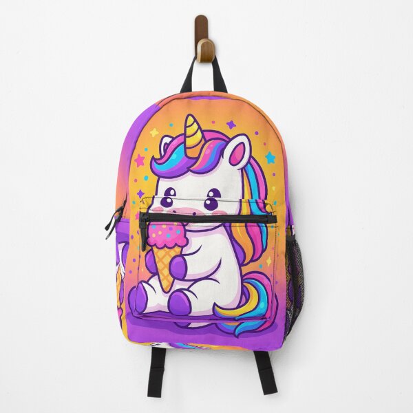 Item preview, Cute Unicorn Eating Ice Cream — Rainbow Mane Kawaii Pastel Magical Cartoon Illustration designed and sold by AnTartstudios.