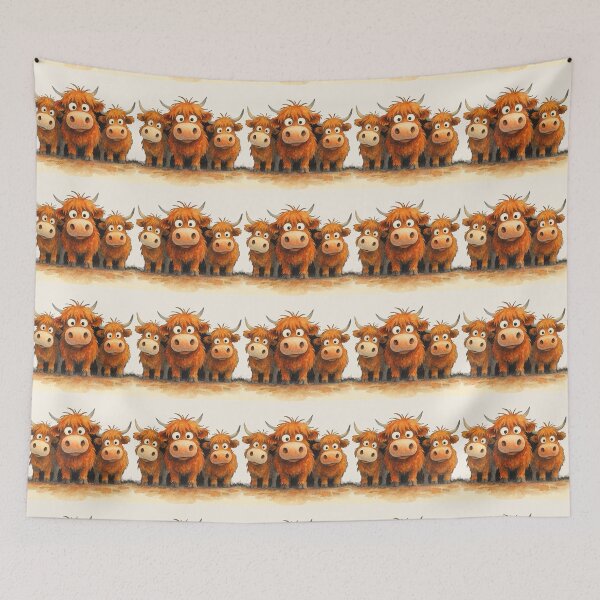 Item preview, Cute HiGHLaND CoW PRiNT SCoTTiSH ' THe JoYFuL ONeS ! ' Designs BY SHiRLeY MacARTHuR designed and sold by Shirley MacArthur Art.