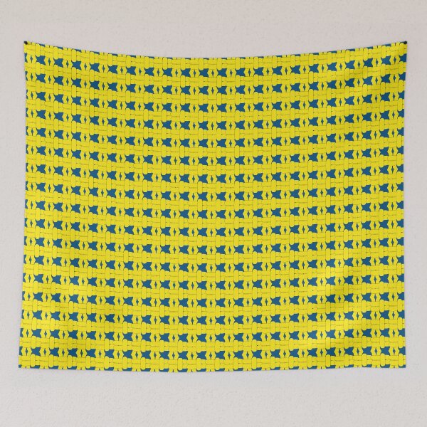Item preview, Yellow-Black on Dark Blue-Green Right Facing Square Knot designed and sold by Kate Anderson Art.