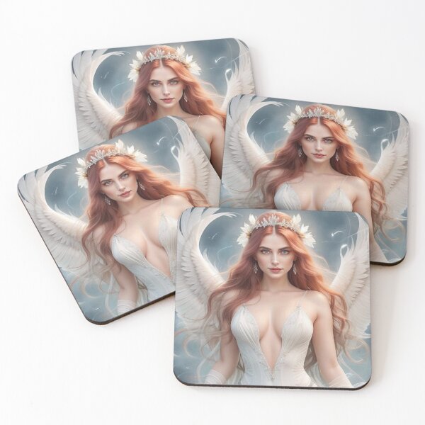 Item preview,  Fantasy Air Goddess – Red-Haired Woman in Flowing Dress Retro Art Print designed and sold by MissSaylor.