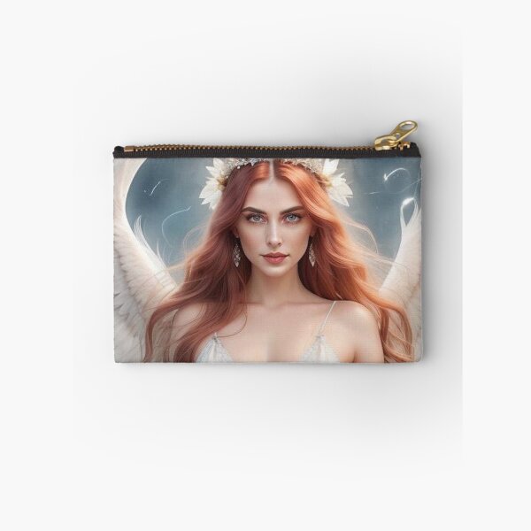 Item preview,  Fantasy Air Goddess – Red-Haired Woman in Flowing Dress Retro Art Print designed and sold by MissSaylor.