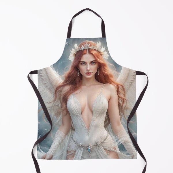 Item preview, Fantasy Air Goddess – Red-Haired Woman in Flowing Dress Retro Art Print designed and sold by MissSaylor.