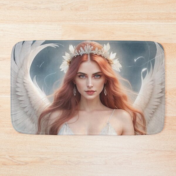 Item preview,  Fantasy Air Goddess – Red-Haired Woman in Flowing Dress Retro Art Print designed and sold by MissSaylor.