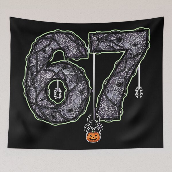 Item preview, Halloween 67 Number Spider Web Creepy Pumpkin Bat Design designed and sold by ArtDesignTp.