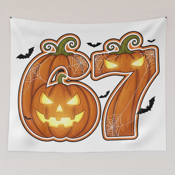 Item preview, Halloween 67 Number Pumpkin Jack O Lantern Spooky Bat Design designed and sold by ArtDesignTp.