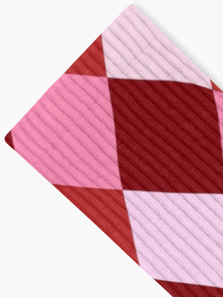 Thumbnail 2 of 5, Socks, Pink and Red Diamond Check Pattern designed and sold by OneThreeSix.