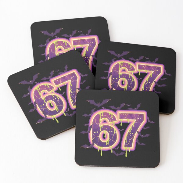 Item preview, Halloween 67 Number Neon Glow Spooky Purple Bat Design designed and sold by ArtDesignTp.