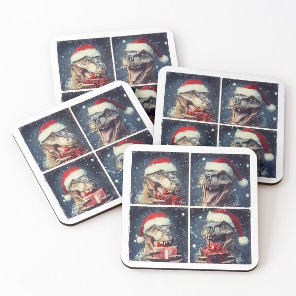 Item preview, Dinosaur in Santa Hat – Funny Christmas Photobooth designed and sold by RockFireMerch.