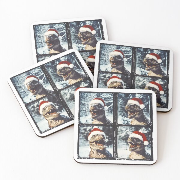 Item preview, Hilarious Dino Christmas Photobooth - Dinosaur with Santa Hat designed and sold by RockFireMerch.