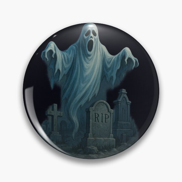 Item preview, Halloween Spooky Retro Ghost with Gravestones 90s Horror Style designed and sold by SablePL.