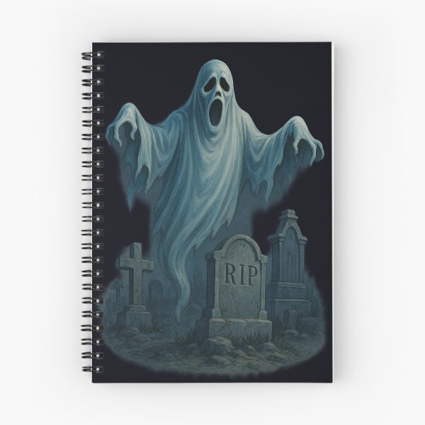 Item preview, Halloween Spooky Retro Ghost with Gravestones 90s Horror Style designed and sold by SablePL.