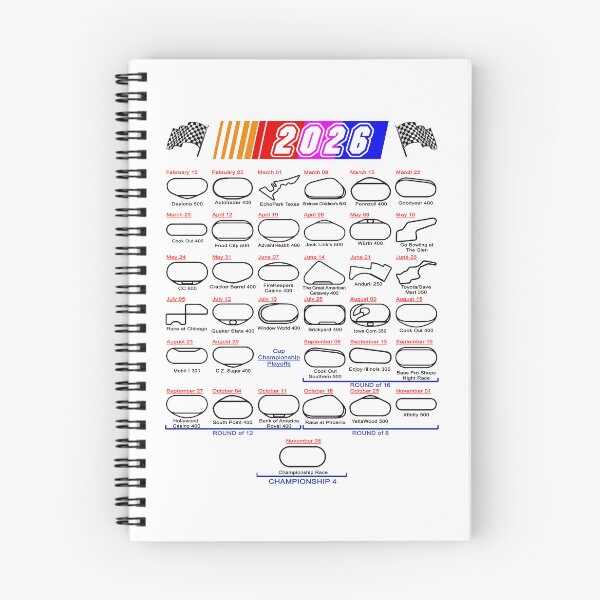Artikelvorschau, Zeitplan Nascar Cup Series 2026 weiß entworfen und verkauft von ideasfinder.