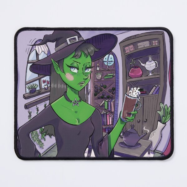 Item preview, Witch „Low on Mana, High on Caffeine“ Full Illustration designed and sold by Respawn and Repeat.
