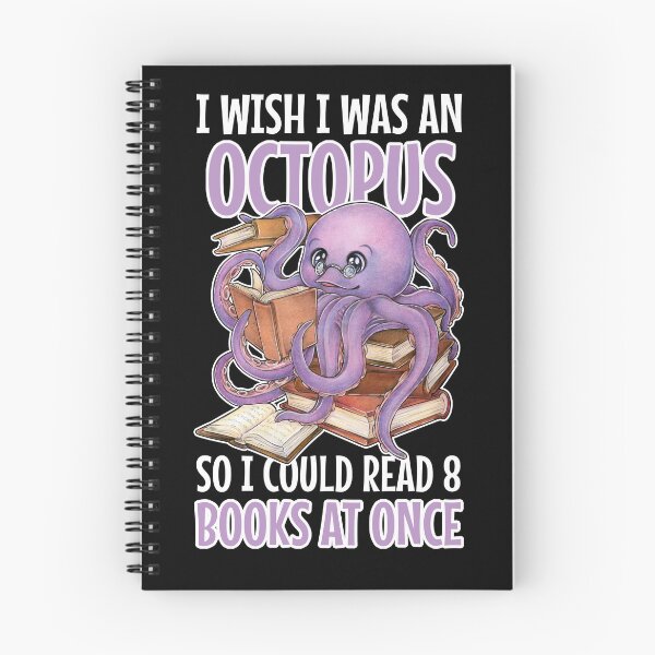 Item preview, Reading octopus in a stack of books book gift designed and sold by ZadzeneaArt.