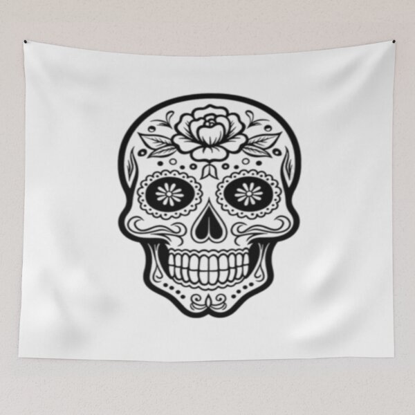 Item preview, halloween skull with flower designed and sold by szydelkowanika.