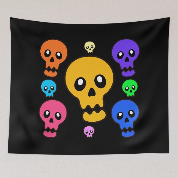 Item preview, Day of the Dead / Friday the 13th Kawaii Halloween Ghost Colored Skull Pack designed and sold by DibujandoPorfa.