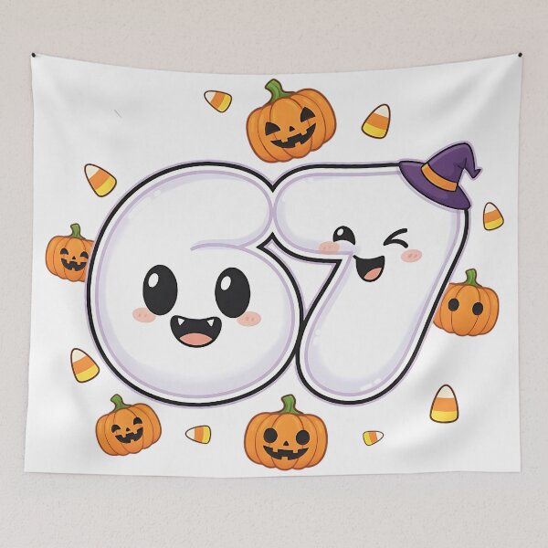 Item preview, Halloween 67 Number Cute Kawaii Pumpkin Candy Ghost Design designed and sold by ArtDesignTp.