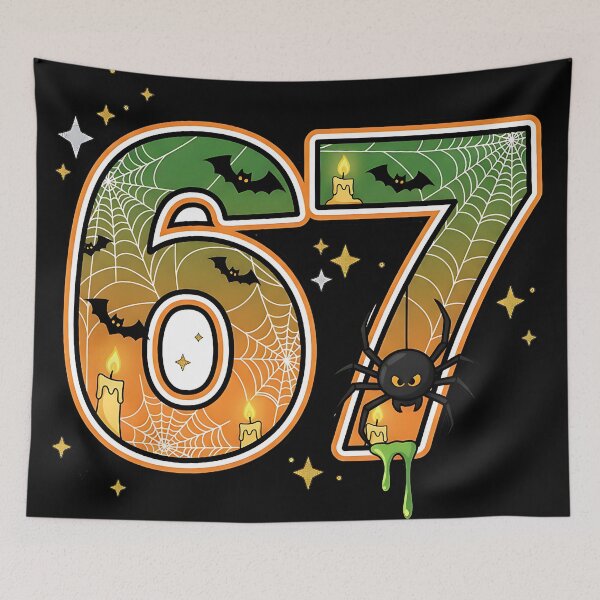 Item preview, Halloween 67 Number Spooky Spider Web Bat Candle Pumpkin Design designed and sold by ArtDesignTp.