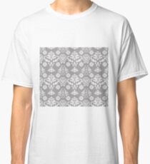 Silver and White Damask Classic T-Shirt