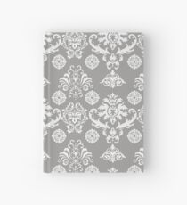 Silver and White Damask Hardcover Journal