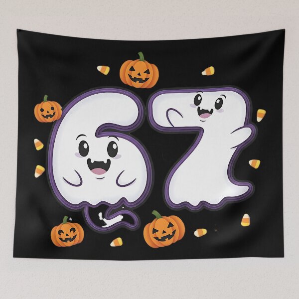 Item preview, Halloween 67 Number Cute Ghost Pumpkin Kawaii Spooky Design designed and sold by ArtDesignTp.
