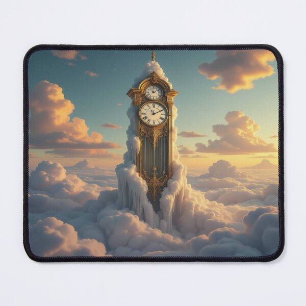 Item preview, Clouds & Time – surreal clock tower rising through dreamy skies with golden details & mystic vibes designed and sold by FotoworldEdel.