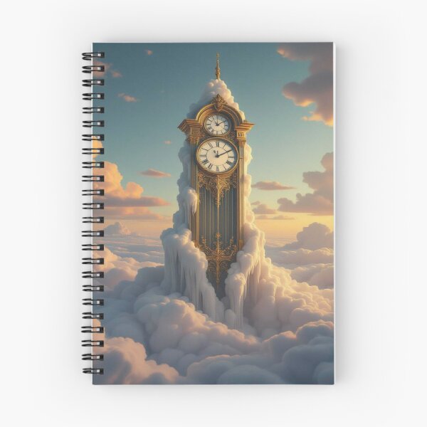 Item preview, Clouds & Time – surreal clock tower rising through dreamy skies with golden details & mystic vibes designed and sold by FotoworldEdel.