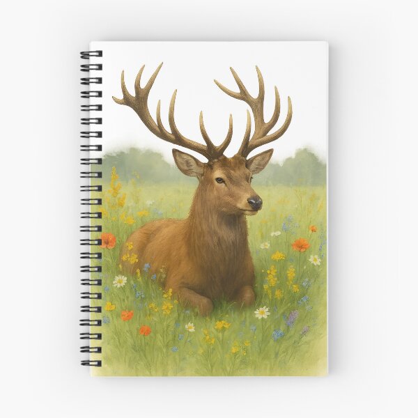 Item preview, Majestic deer in wildflowers – nature illustration designed and sold by GentleinNature.